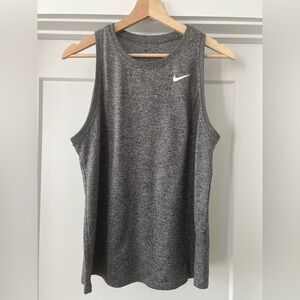 Nike Men's Dark Gray Heather Muscle Tank with White Swoosh